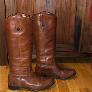 Frye Melissa Button Boots Cognac w non-slip soles